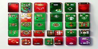 开元棋牌斗地主游戏界面，红色扑克牌在绿色桌面上整齐排列，玩家出牌瞬间动感十足