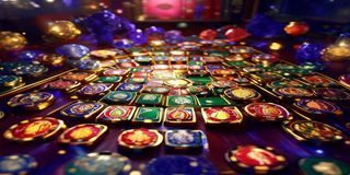 开元棋牌百人牛牛游戏画面，金色筹码堆叠在牌桌中央，荷官翻牌瞬间灯光璀璨气氛紧张
